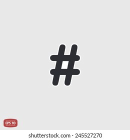 Hashtag sign icon. Flat design style. Made in vector illustration