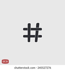 Hashtag sign icon. Flat design style. Made in vector illustration
