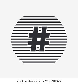 Hashtag sign icon. Flat design style. Made in vector illustration