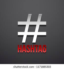 Hashtag sign icon from flat paper with a shadow illustration Isolated on background. Hashtag icon from flat paper with a shadow. Simple element symbol design from Social Media Marketing collection
