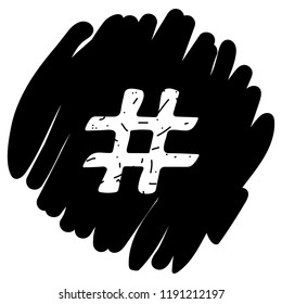 Hashtag sign icon vector illustration on orange background. Eps10