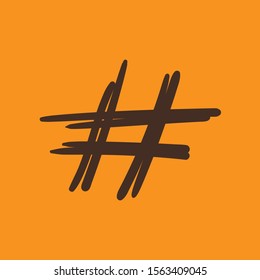 Hashtag sign icon vector illustration on orange background. Eps10