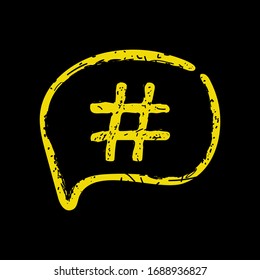 Hashtag sign icon vector illustration on black background