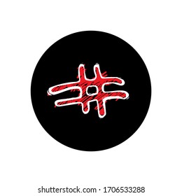 Hashtag-Zeichen Symbol Vektorillustration Illustration auf schwarzem Hintergrund. EPS10
