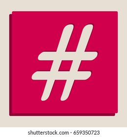 Hashtag sign illustration. Vector. Grayscale version of Popart-style icon.
