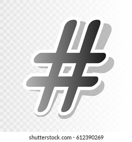 Hashtag sign illustration. Vector. New year blackish icon on transparent background with transition.