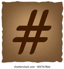 Hashtag sign. Vintage effect