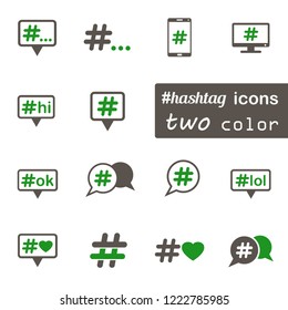 hashtag simple vector icons in two colors