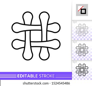 Hashtag single thin line icon. Social Media flat banner. Hash Tag poster. Linear pictogram. Simple illustration, outline symbol. Vector sign isolated on white. Editable stroke icons without fill