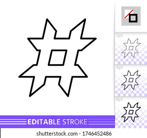 Hashtag single thin line icon. Social Media flat banner. Hash Tag poster. Linear pictogram. Simple illustration, outline symbol. Vector sign isolated on white. Editable stroke icons without fill