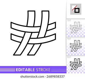 Hashtag single thin line icon. Hash Tag flat banner. Social Media poster. Linear pictogram. Simple illustration, outline symbol. Vector sign isolated on white. Editable stroke icons without fill