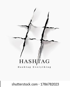 Hashtag-Slogan auf zerrissenem Papier in Hashtag-Zeichengrafik