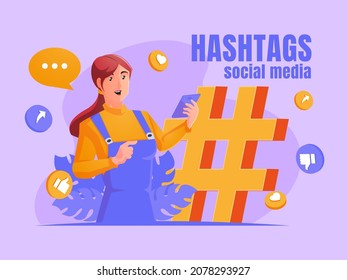 Hashtag social media concept makes trending topic