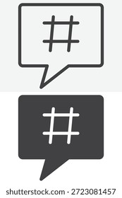 Etiqueta de burbuja de discurso de diferentes iconos de estilo establecido para la conversación social. Línea, contorno e ícono sólido Vector de trazo editable y símbolo para el uso de íconos de etiqueta.