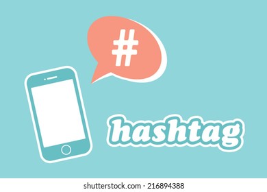 Hashtag Speech Bubble With Smart Phone