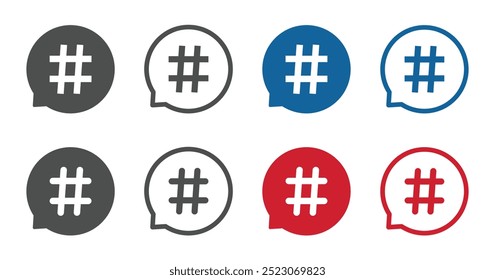 Hashtag speech bubble vector sign icons
