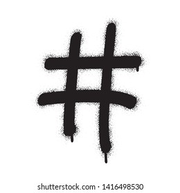 Hashtag spray paint graffiti symbol.White background.