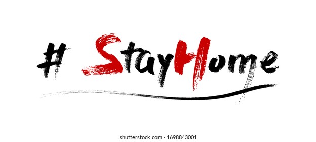 Hashtag stay at home, creative logo in support of protection against coronavirus (2019-nCOV), COVID-19, vector illustration