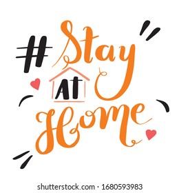 Hashtag Stay At Home in Lettering Style