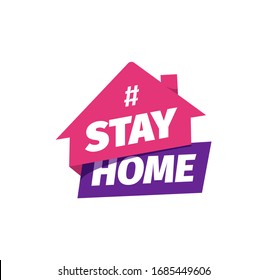 Hashtag Stay at home vector icon. Self isolation flat sticker. Quarantine logo. 