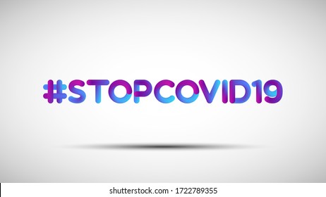 Etiqueta Stop Covid-19 letras mezcladas. Ilustración vectorial del texto sobre fondo blanco de la Enfermedad abstracta por Parada de Coronavirus 3d (COVID-19) líquido