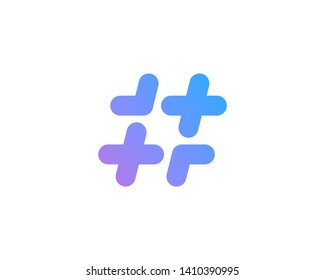 Hashtag symbol cross plus logo icon design template elements