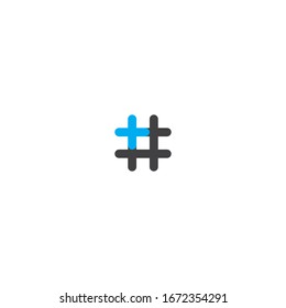 
Hashtag symbol cross plus logo icon design template elements

