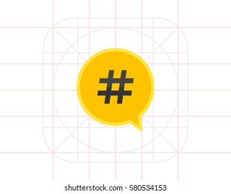 Hashtag symbol in dialogue cloud
