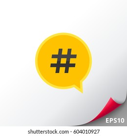 Hashtag symbol in dialogue cloud 