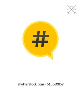 Hashtag symbol in dialogue cloud 