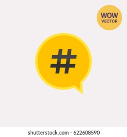 Hashtag symbol in dialogue cloud 