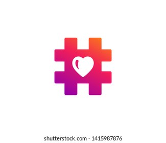 Hashtag symbol heart logo icon design template elements