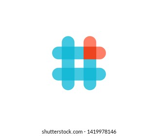 Hashtag symbol heart logo icon design template elements