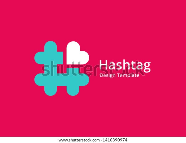 Hashtag\
symbol heart logo icon design template\
elements