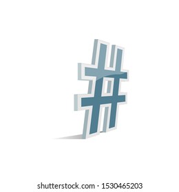 Hashtag symbol isolated white background. Vector 3d isometric, color web icons set, new flat style. Social media vector. Creative illustration, idea for infographics.
