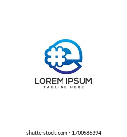 Hashtag symbol letter E logo icon design template elements