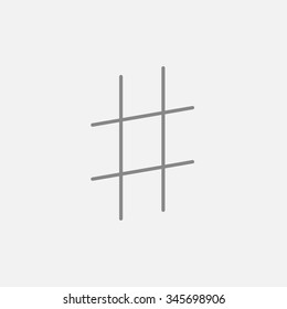 Icono de la línea del símbolo de hashtag para web, móviles e infografías. Icono vector de gris oscuro aislado en fondo gris claro.
