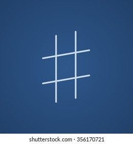Hashtag symbol line icon for web, mobile and infographics. Vector light blue icon isolated on blue background.