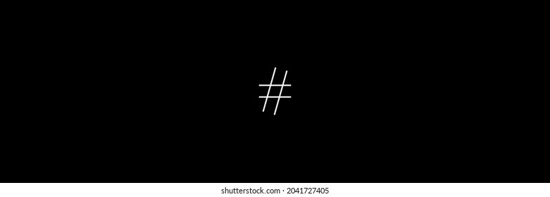 Hashtag symbol on black background