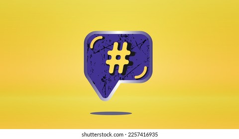 Hashtag symbol on bright background. Banner for a post about promotion in a social network.