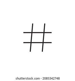 hashtag symbol on a white background, icon vector, flat image, hashtag icon in black, design for web, mobile, media, tech and internet 