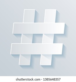 Hashtag symbol. Paper style. Vector illustration
