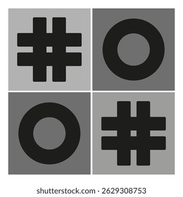 Hashtag symbol shape. Ring circle icon. Vector pattern element. Bold minimal layout.