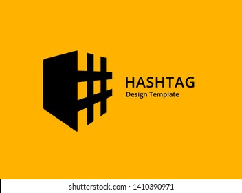 Hashtag symbol shield logo icon design template elements