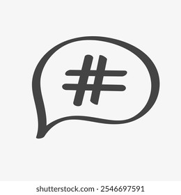 Hashtag symbol in speech bubble. Vector illustration