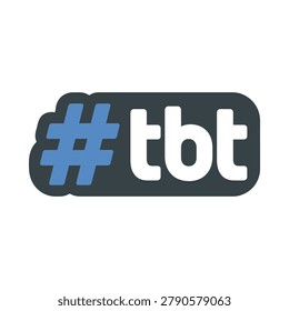 hashtag tbt icon on white background symbol hash tag text blue black rectangle social