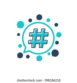 hashtag trending topic sign isolated in white background