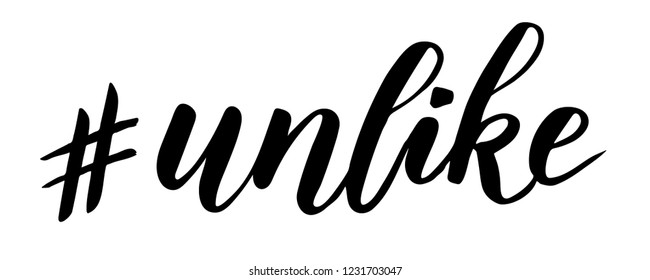 hashtag unlike modern brush calligraphy isotated on a white background. Vector illustration.