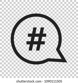 Hashtag vector icon in flat style. Social media marketing illustration on isolated transparent background. Hashtag network concept.