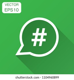 Hashtag vector icon in flat style. Social media marketing illustration with long shadow. Hashtag network concept.